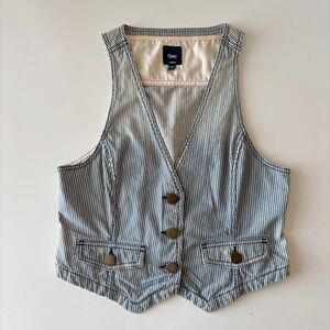 GAP Blue and White Pinstripe Vest, Size M